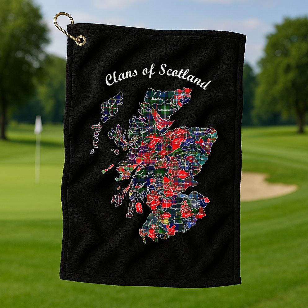 Clans Of Scotland Map Golf Towel