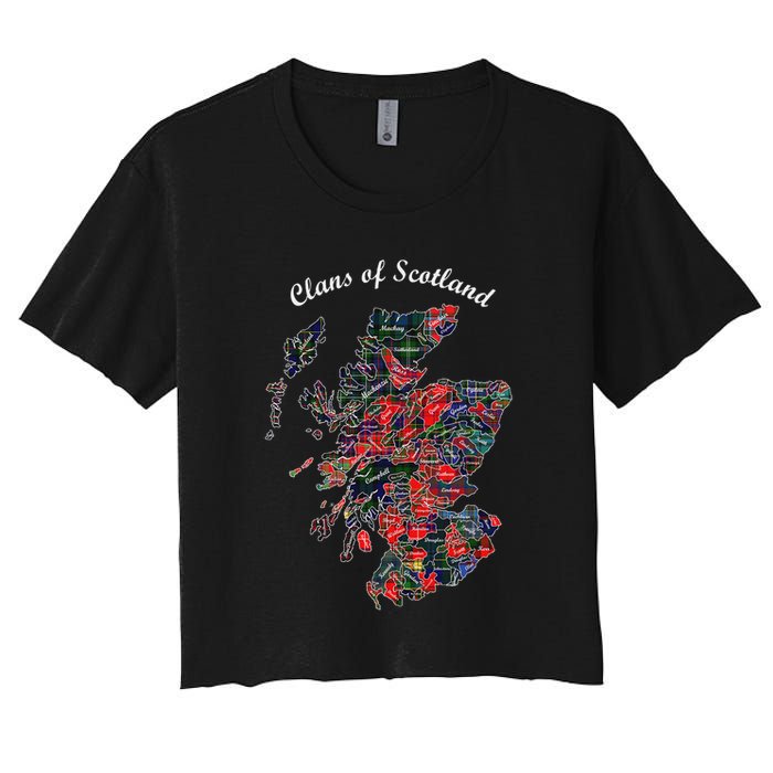 Clans Of Scotland Map Women's Crop Top Tee
