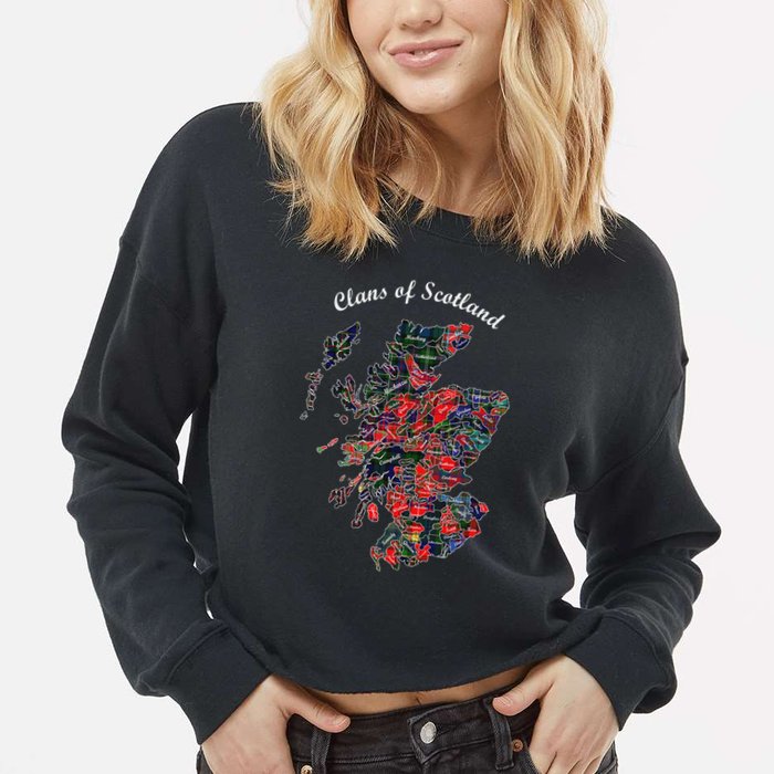 Clans Of Scotland Map Cropped Pullover Crew