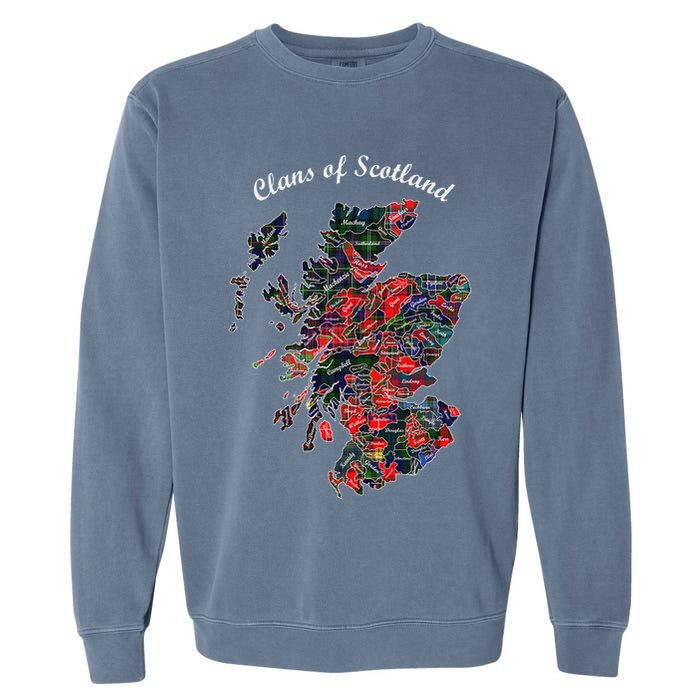 Clans Of Scotland Map Garment-Dyed Sweatshirt
