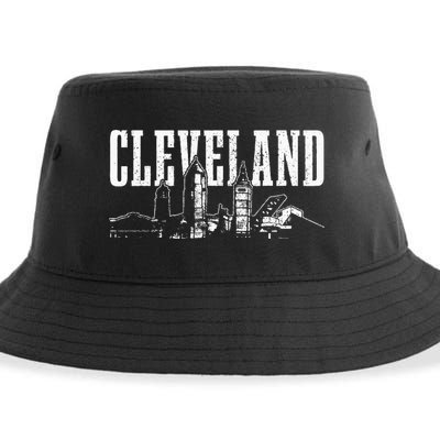 Cleveland Ohio Skyline Pride Vintage Cleveland Sustainable Bucket Hat