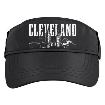 Cleveland Ohio Skyline Pride Vintage Cleveland Adult Drive Performance Visor