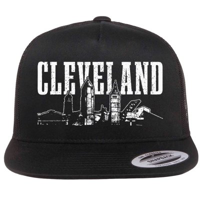 Cleveland Ohio Skyline Pride Vintage Cleveland Flat Bill Trucker Hat