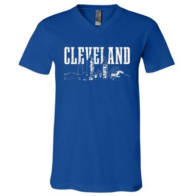 Cleveland Ohio Skyline Pride Vintage Cleveland V-Neck T-Shirt