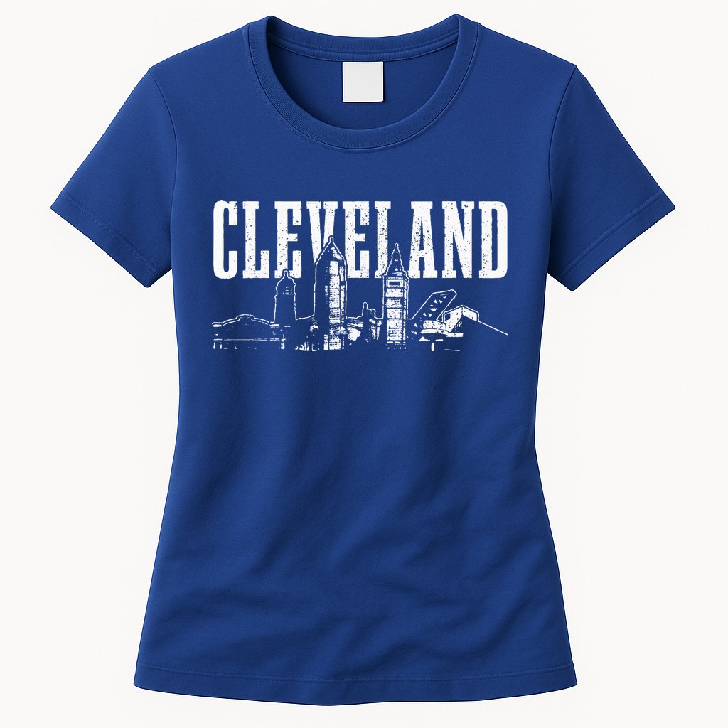 Cleveland Ohio Skyline Pride Vintage Cleveland Womens T-Shirt
