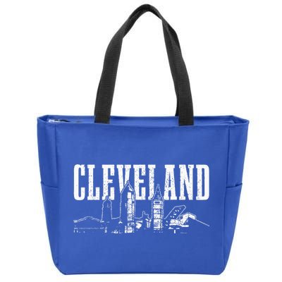 Cleveland Ohio Skyline Pride Vintage Cleveland Zip Tote Bag