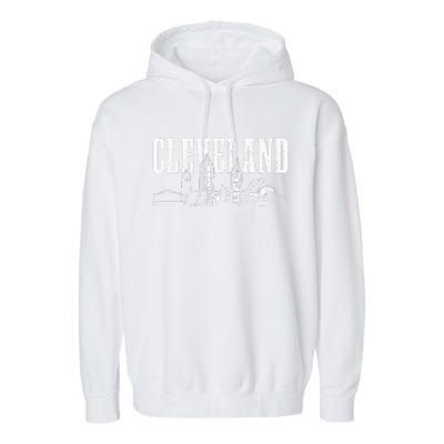 Cleveland Ohio Skyline Pride Vintage Cleveland Garment-Dyed Fleece Hoodie