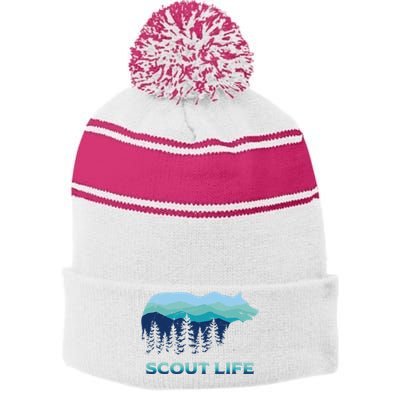 Camping Outdoor Scouting Hiking Scout Life Stripe Pom Pom Beanie