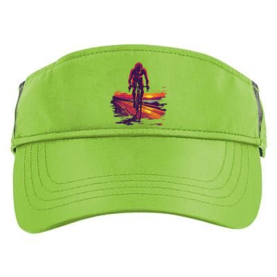 Cyclist On Scenic Road At Sunset Adult Drive Performance Visor