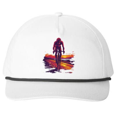 Cyclist On Scenic Road At Sunset Snapback Five-Panel Rope Hat