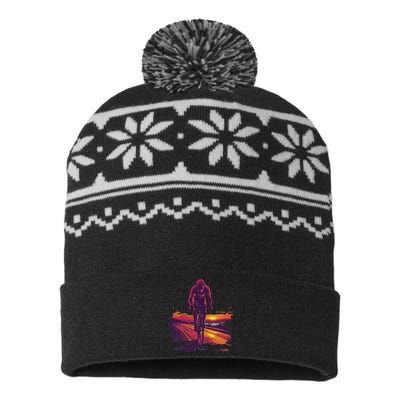 Cyclist On Scenic Road At Sunset USA-Made Snowflake Beanie