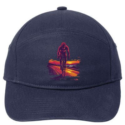 Cyclist On Scenic Road At Sunset 7-Panel Snapback Hat