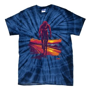 Cyclist On Scenic Road At Sunset Tie-Dye T-Shirt