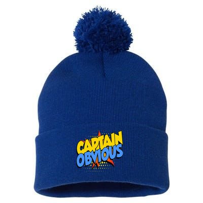 Captain Obvious Sarcastic Funny Superhero Easy Costume Pom Pom 12in Knit Beanie