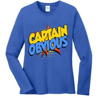 Captain Obvious Sarcastic Funny Superhero Easy Costume Ladies Long Sleeve Shirt