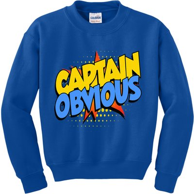Captain Obvious Sarcastic Funny Superhero Easy Costume Kids Sweatshirt