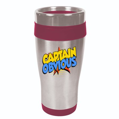 Captain Obvious Sarcastic Funny Superhero Easy Costume 16oz Travel Tumbler