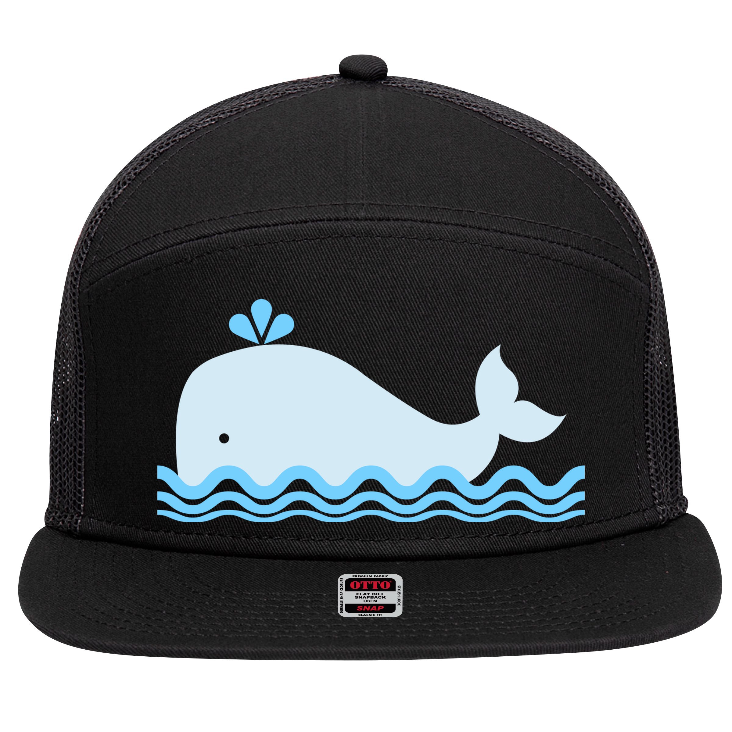 Cute Ocean Sea Life Whale 7 Panel Mesh Trucker Snapback Hat