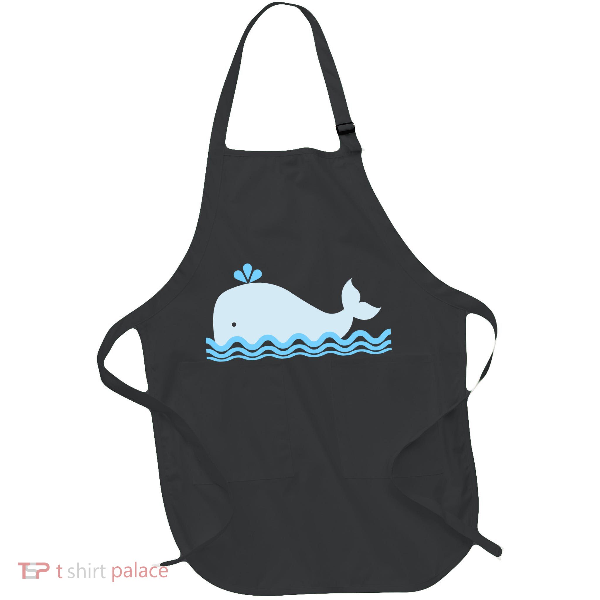Cute Ocean Sea Life Whale Full-Length Apron With Pockets