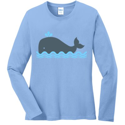 Cute Ocean Sea Life Whale Ladies Long Sleeve Shirt