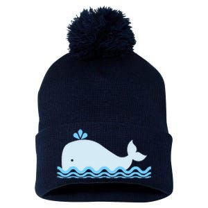 Cute Ocean Sea Life Whale Pom Pom 12in Knit Beanie