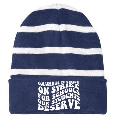 Columbus Ohio School Teachers Strike Striped Beanie with Solid Band