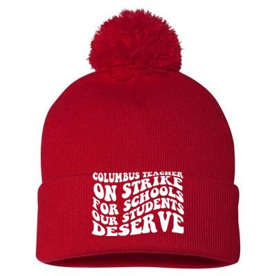 Columbus Ohio School Teachers Strike Pom Pom 12in Knit Beanie