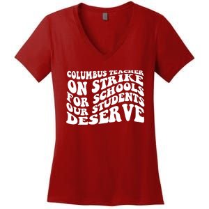 Columbus Ohio School Teachers Strike Women's V-Neck T-Shirt