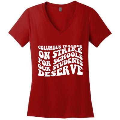 Columbus Ohio School Teachers Strike Women's V-Neck T-Shirt