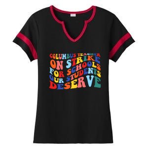 Columbus Ohio School Teachers Strike Retro Style Ladies Halftime Notch Neck Tee