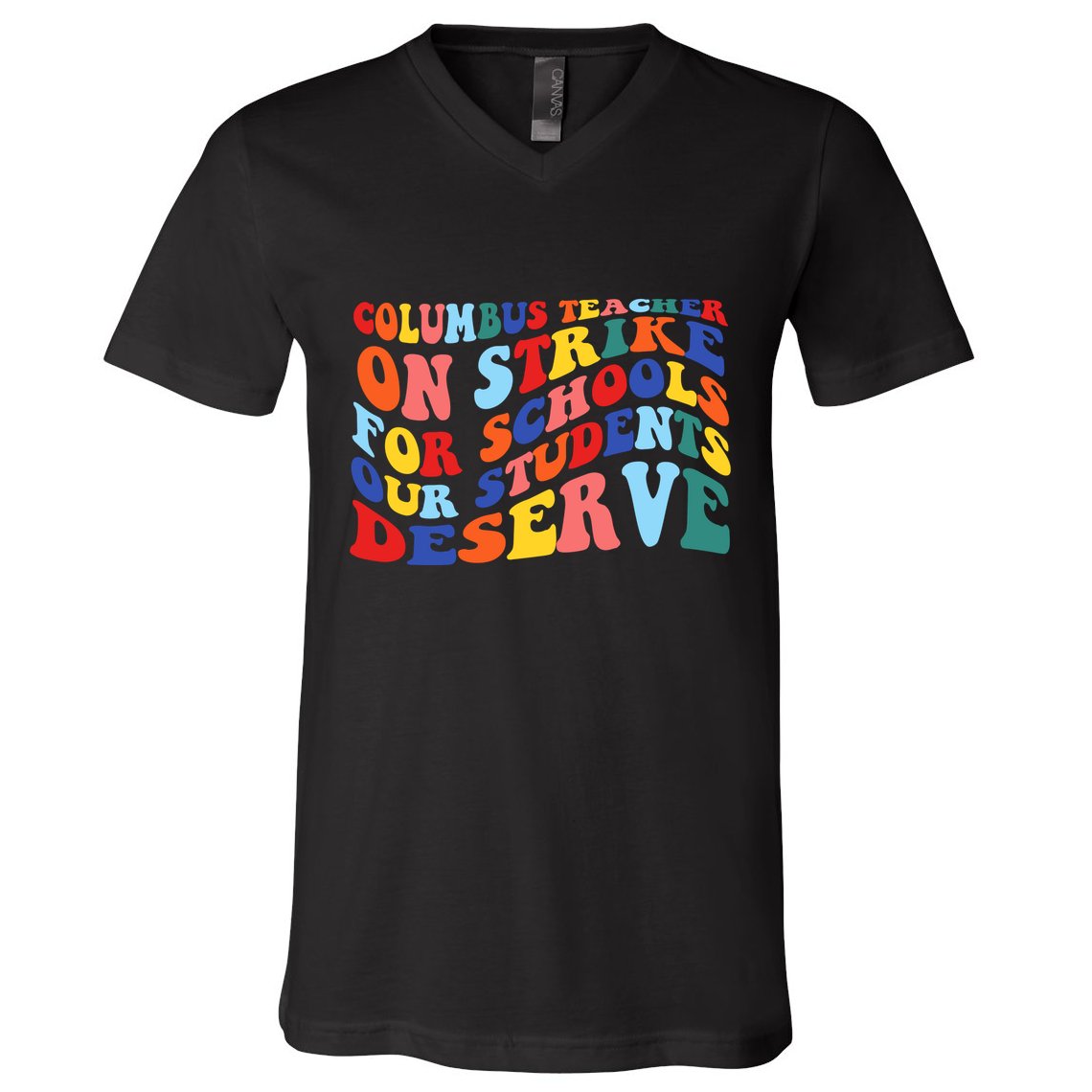 Columbus Ohio School Teachers Strike Retro Style V-Neck T-Shirt