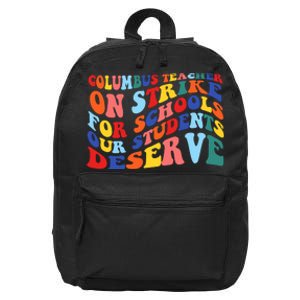 Columbus Ohio School Teachers Strike Retro Style 16 in Basic Backpack