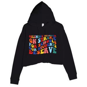 Columbus Ohio School Teachers Strike Retro Style Crop Fleece Hoodie