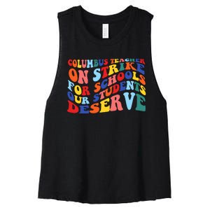 Columbus Ohio School Teachers Strike Retro Style Women's Racerback Cropped Tank