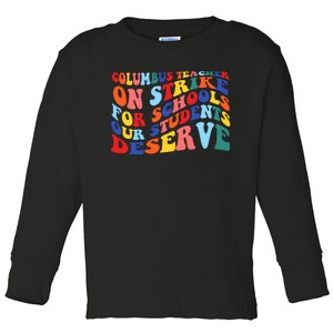 Columbus Ohio School Teachers Strike Retro Style Toddler Long Sleeve Shirt