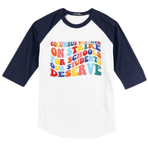 Columbus Ohio School Teachers Strike Retro Style Baseball Sleeve Shirt