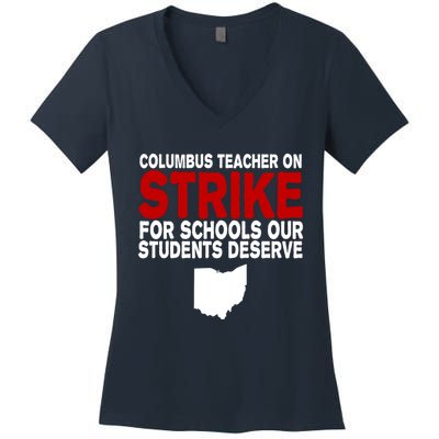 Columbus Ohio School Teachers On Strike Women's V-Neck T-Shirt