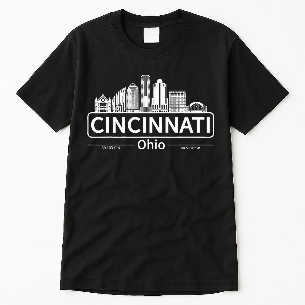 Cincinnati Ohio Skyline Travel To Cincinnati Tall T-Shirt