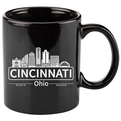 Cincinnati Ohio Skyline Travel To Cincinnati 11oz C Handle Ceramic Mug