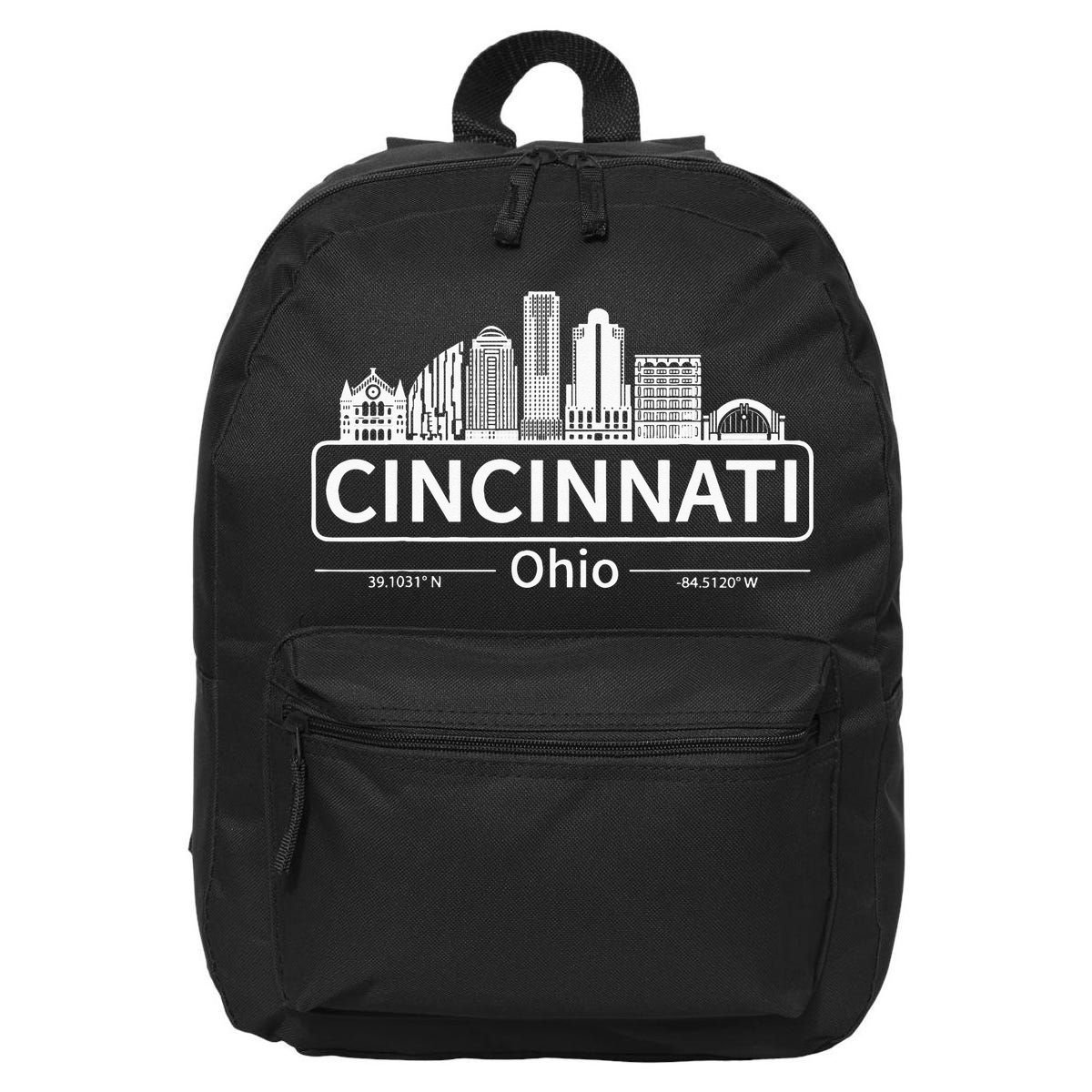Cincinnati Ohio Skyline Travel To Cincinnati 16 in Basic Backpack