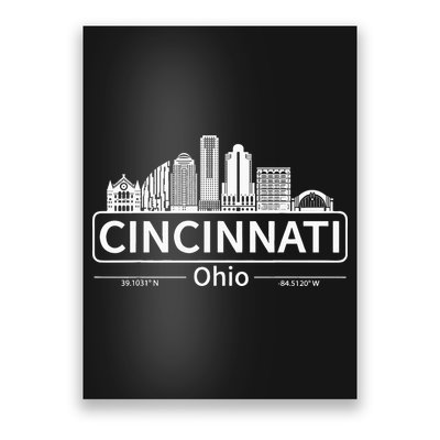 Cincinnati Ohio Skyline Travel To Cincinnati Poster