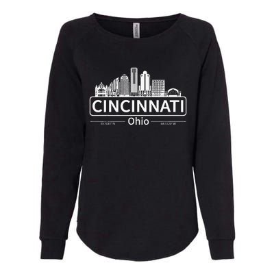 Cincinnati Ohio Skyline Travel To Cincinnati Womens California Wash Sweatshirt