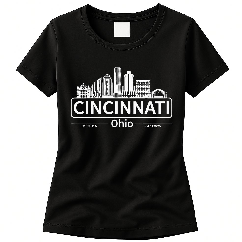 Cincinnati Ohio Skyline Travel To Cincinnati Womens T-Shirt