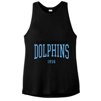 College Of Staten Island Dolphins Est. Date Ladies PosiCharge Tri-Blend Wicking Tank
