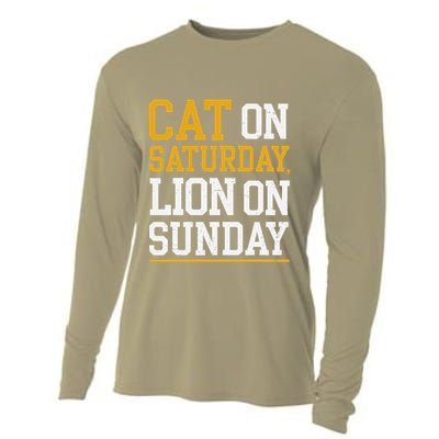 Cat On Saturday Lion On Sunday Funny Gag Cooling Performance Long Sleeve Crew