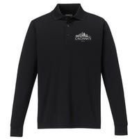 Cincinnati Ohio Skyline Travel To Cincinnati Performance Long Sleeve Polo