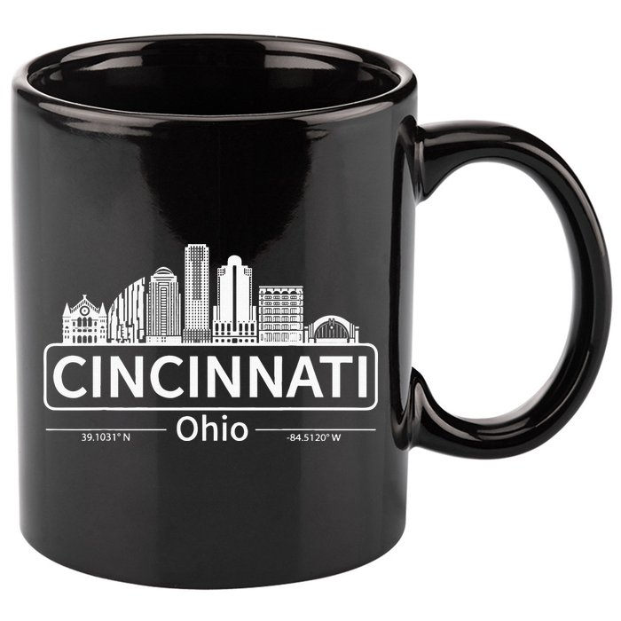 Cincinnati Ohio Skyline Travel To Cincinnati 11oz C Handle Ceramic Mug