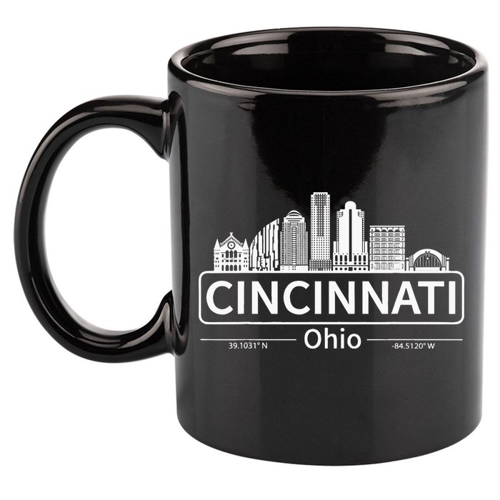 Cincinnati Ohio Skyline Travel To Cincinnati 11oz C Handle Ceramic Mug