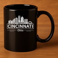 Cincinnati Ohio Skyline Travel To Cincinnati 11oz C Handle Ceramic Mug