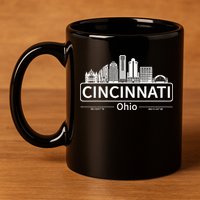 Cincinnati Ohio Skyline Travel To Cincinnati 11oz C Handle Ceramic Mug